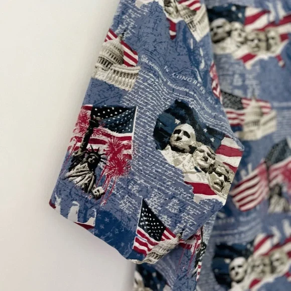 Cotton Traders Sport Patriotic Button Up Shirt Mt. Rushmore & Capitol Size XL - Picture 13 of 15